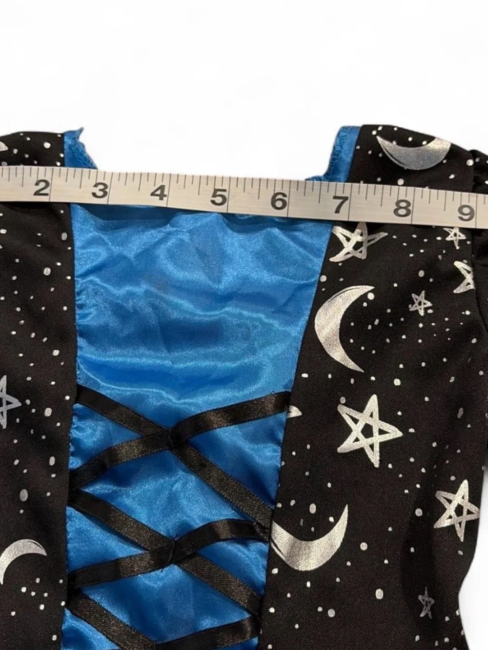 Blue & Black Starry Witch Costume Dress for Kids Sz T3 in excellent condition